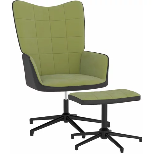  Stolica za opuštanje s osloncem za noge zelena od baršuna/PVC-a