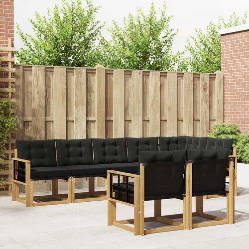  Set vanjskih sofa 8 kom. Bijela i crna Smeđa 306 x 128,5 x 73 cm Slike