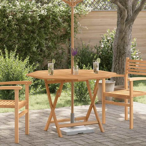 VidaXL Zložljiva vrtna miza 110x110x75 cm trdna tikovina Slike