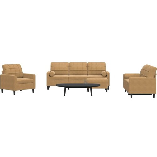 vidaXL 4-dijelni set sofa s jastucima smeđi baršunasti Cijene