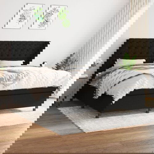 vidaXL Krevet s oprugama i madracem crni 160x200 cm od tkanine Cijene