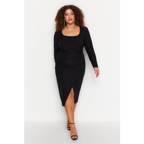 Trendyol Curve Black Fitted Midi Dress Slike