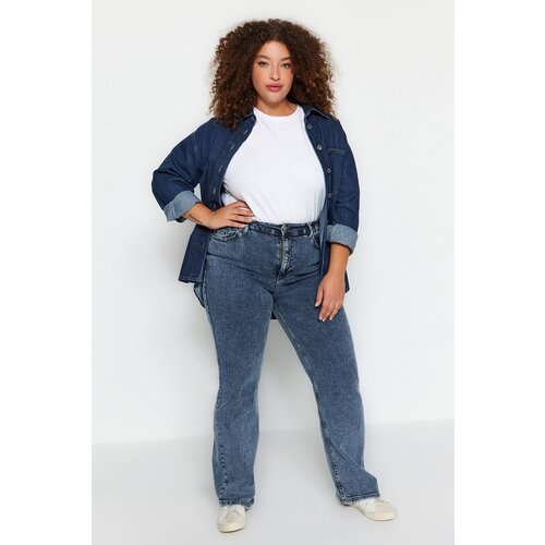 Trendyol Curve Blue Rise Waist Wide-Cut Jeans Slike