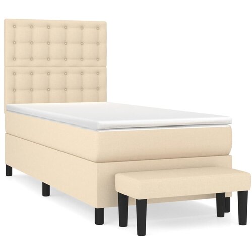 vidaXL Box spring postelja z vzmetnico krem 90x200 cm blago, (20894165) Cene