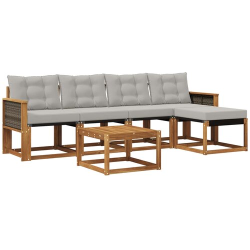 vidaXL Zunanja garnitura za sedenje 6 pcs Naravna in svetlo siva, (5000282387) Cene