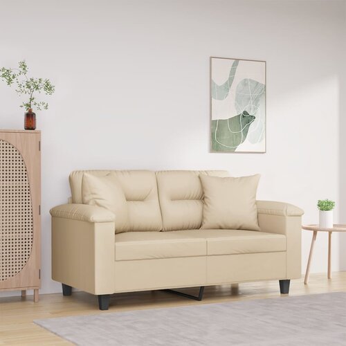  The Living Store Kavč dvosed z blazinami krem 120 cm tkanina iz mikrovlaken - Dvosed, (21494419) Cene