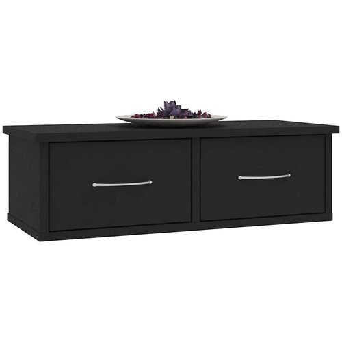  Zidna polica s ladicama crna 60x26x18,5 cm konstruirano drvo Slike