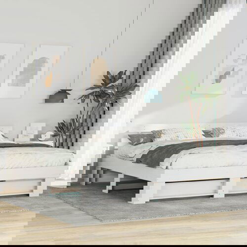 vidaXL Krevetna konstrukcija Bijelo 180 x 200 cm Masivna borovina Cijene