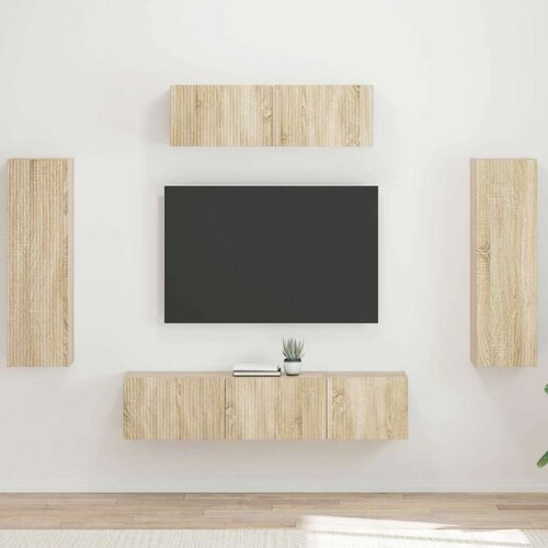 3 TV omarica 5 pcs Sonoma hrast - - Rjava - 65.4 - 31 x 29,5 x 100 cm - 2025-vidaXL-Uvoz_2 Slike