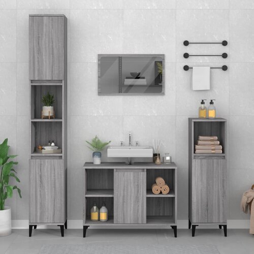 vidaXL Omarica za umivalnik siva sonoma 80x33x60 cm inženirski les Cene