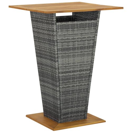 vidaXL Barska miza siva 80x80x110 cm poli ratan in trden akacijev les Cene