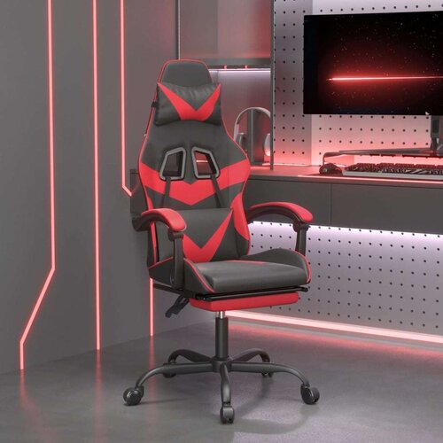  Vrtljiv gaming stol z oporo za noge črno in rdeče umetno usnje, (20701183) Cene