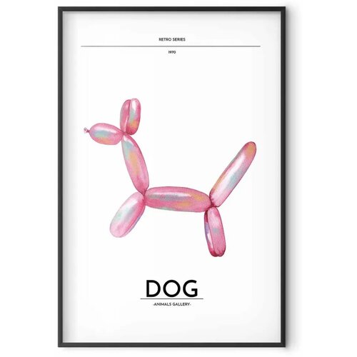  Plakat - Holo-Dog - Colorful Retro Dog 40x60 Crni okvir s margom Slike