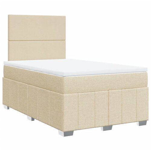 vidaXL Box spring postelja z vzmetnico krem 120x200 cm blago, (21306569) Cene