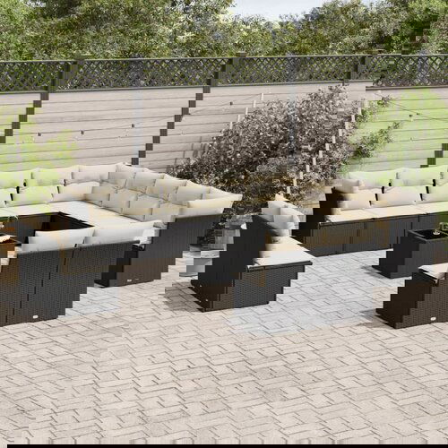 vidaXL 14-dijelni set vrtnih sofa s jastucima poliratan crni Cijene