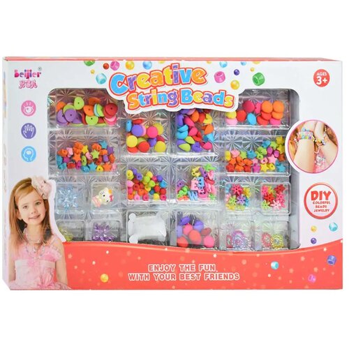 Magic Toys creative stringbeads: set biserov za izdelavo nakita 200+ barvnih biserov in medaljonov in medaljon outlet Cene