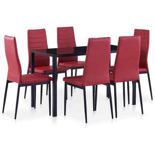 vidaXL sedmodijelni blagovaonski set crvena boja vina Cijene