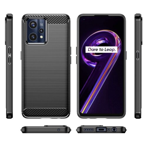  Silikonski ovitek za realme 9 / realme 9 pro plus - mat carbon črn Slike