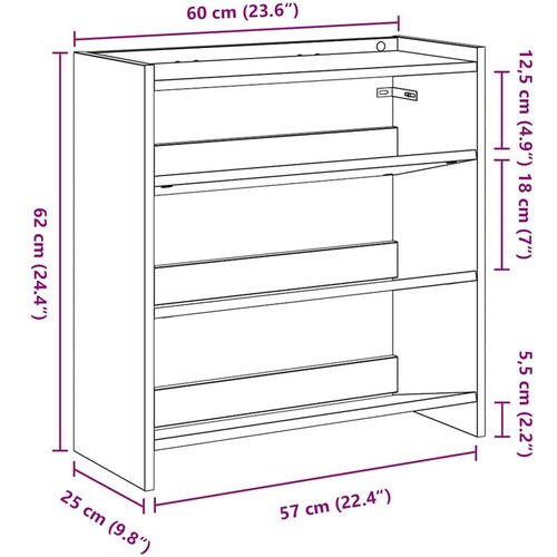 VidaXL stalak za cipele crni 60x25x62 cm od konstruiranog drva Slike