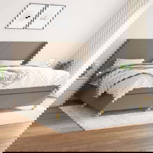  Box spring postelja z vzmetnico taupe 180x200 cm blago, (20791929) Cene