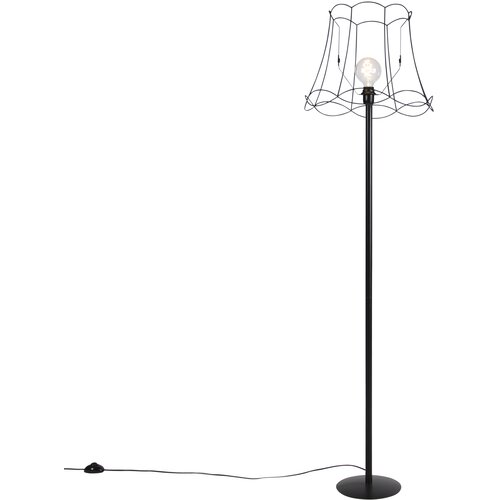QAZQA Stoječa svetilka črna z Granny Frame odtenkom črne barve 45 cm - Simplo Slike