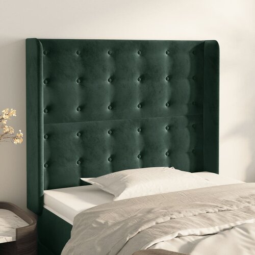 vidaXL Vzglavje z ušesi temno zeleno 93x16x118/128 cm žamet Cene