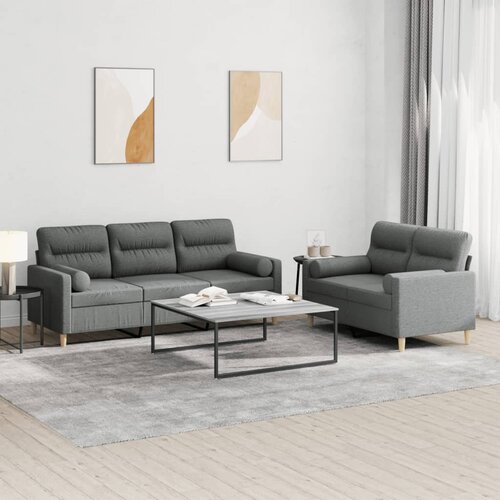  2-dijelni set sofa s jastucima tamnosivi od tkanine Cijene