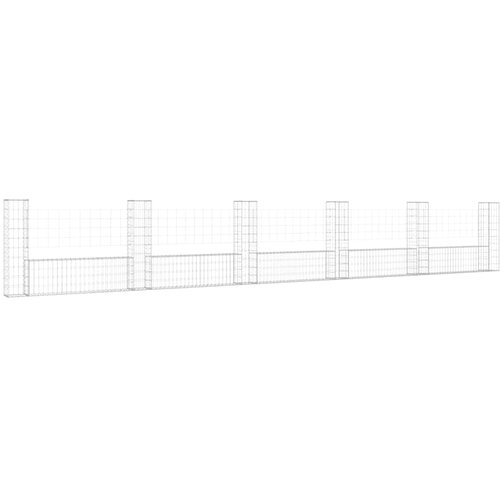 Gabionska ko&amp;scaron;ara U-oblika sa 6 stupova 620x20x100 cm željezna Slike