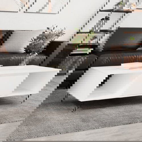 VidaXL Klubska mizica bela 104x60x35 cm inženirski les Slike