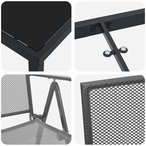  Vrtni set za objed 3 pcs Antracit Čelik s prahom premazan Slike