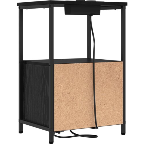  Noćni ormarić s punjačem 2 pcs Crni hrast Konstruirano drvo Slike