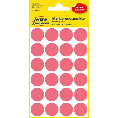  Etikete zweckform okrogle fi-18mm ZWECKFORM - 3172 RDEČE NEON Slike