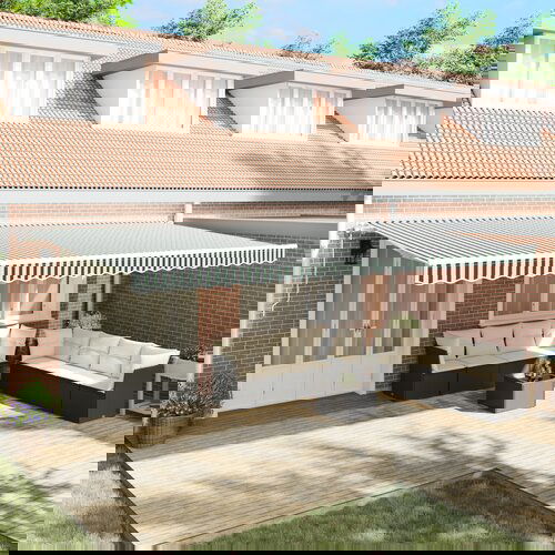 vidaXL Automatska uvlačiva tenda zelena i bijela 600x300 cm, Zamjenska tkanina tende za okvir 6x3 m zelena i bijela Cijene
