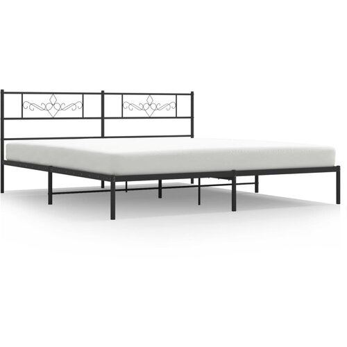 VidaXL Kovinski posteljni okvir z vzglavjem črn 200x200 cm, (20902893) Slike