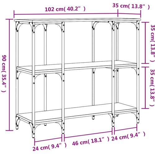  Konzolni stol crni 102 x 35 x 90 cm od konstruiranog drva Slike