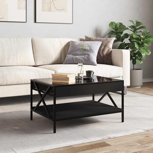  Stolić za kavu s beskonačnim LED svjetlima crni 70x50x38 cm Slike