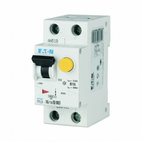 Eaton Kombinovana FID sklopka 16A 0.03 1+N AC 6kA B PFL6-16/1N/B/003 286431 Slike