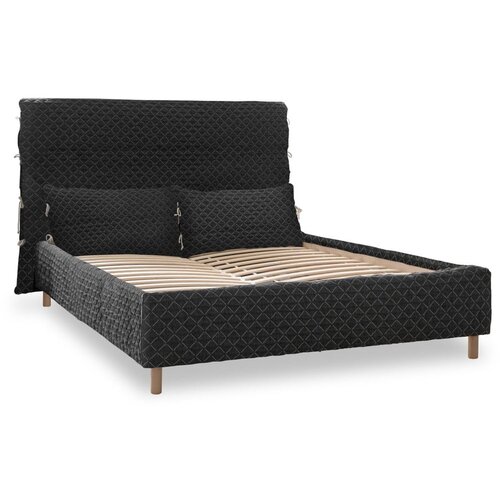 Miuform Crni tapecirani bračni krevet s podnicom 140x200 cm Sleepy Luna - Slike