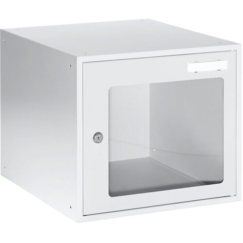 eurokraft basic Omarica kocka s ključavnico in okencem, VxŠxG 350 x 400 x 450 mm, okvir vrat svetlo siv RAL 7035 Cene