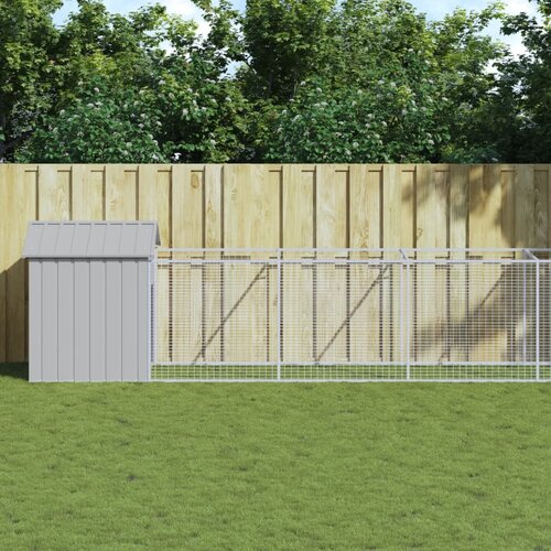vidaXL Kućica za pse s krovom svjetlosiva 117 x 813 x 123 cm čelična Cijene