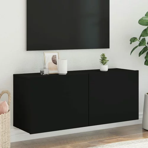 vidaXL Stenska TV omarica črna 100x30x41 cm