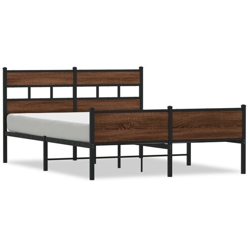 VidaXL Posteljni okvir brez vzmetnice hrast 137x190 cm inženirski les, (21611479) Slike