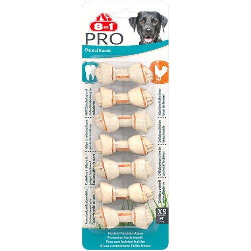 3 + 1 gratis! 4 x 8in1 grickalice za pse - Pro Dental kosti piletina XS, (4 x 7 kom.) Cijene