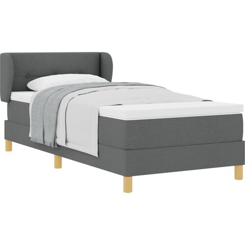 vidaXL box spring krevet s madracem - tamnosiva, 90x200 cm, tkanina Cene