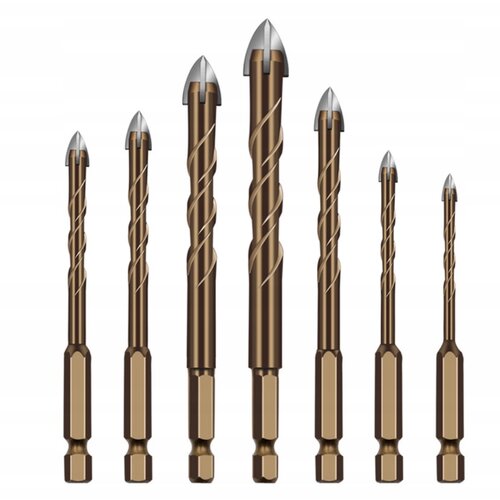 Rosfix Set spiralnih svrdl za steklo, ploščice, keramiko 7 kosov. 3-12mm, (21739226) Cene