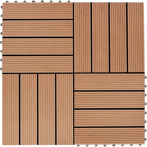 VidaXL pločice za trijem 11 kom WPC 30 x 30 cm 1 m&amp;sup2; boja tikovine Slike