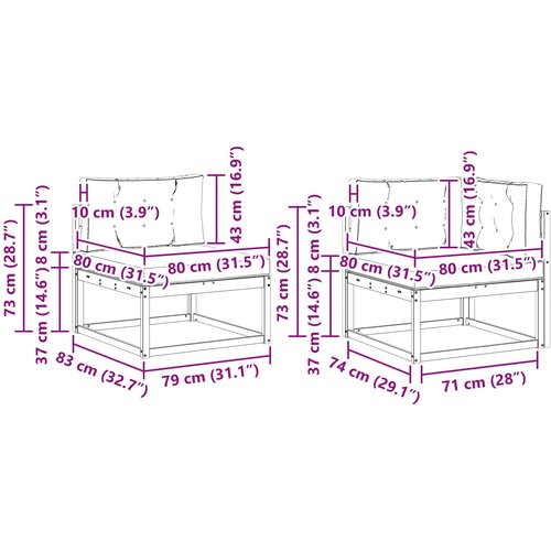  Set vanjskih sofa 4 kom. Prirodna i krem Smeđa 245,5 x 166,5 x 73 cm Slike
