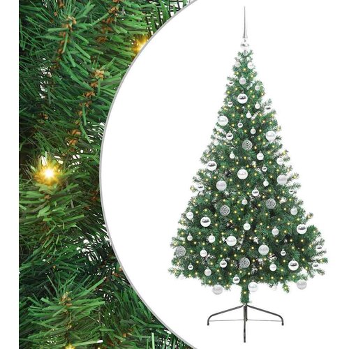 VidaXL Umjetno predsvijetljeno božićno drvce Zelena 180 cm PVC Slike