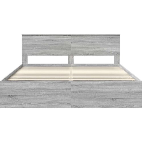  Okvir za krevet s uzglavljem Siva Sonoma 200 x 200 cm Slike