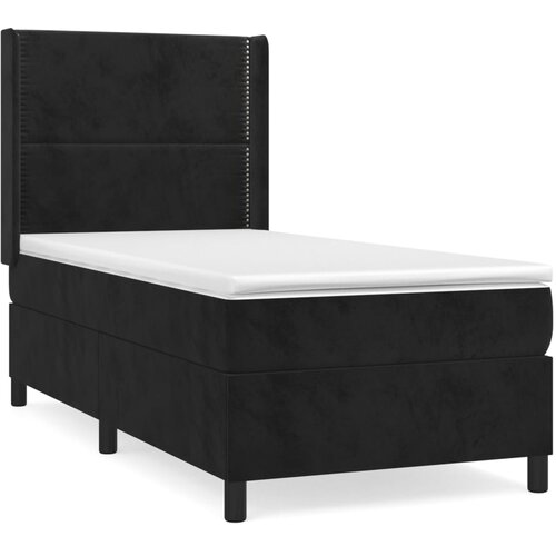  Box spring postelja z vzmetnico črna 90x200 cm žamet Cene
